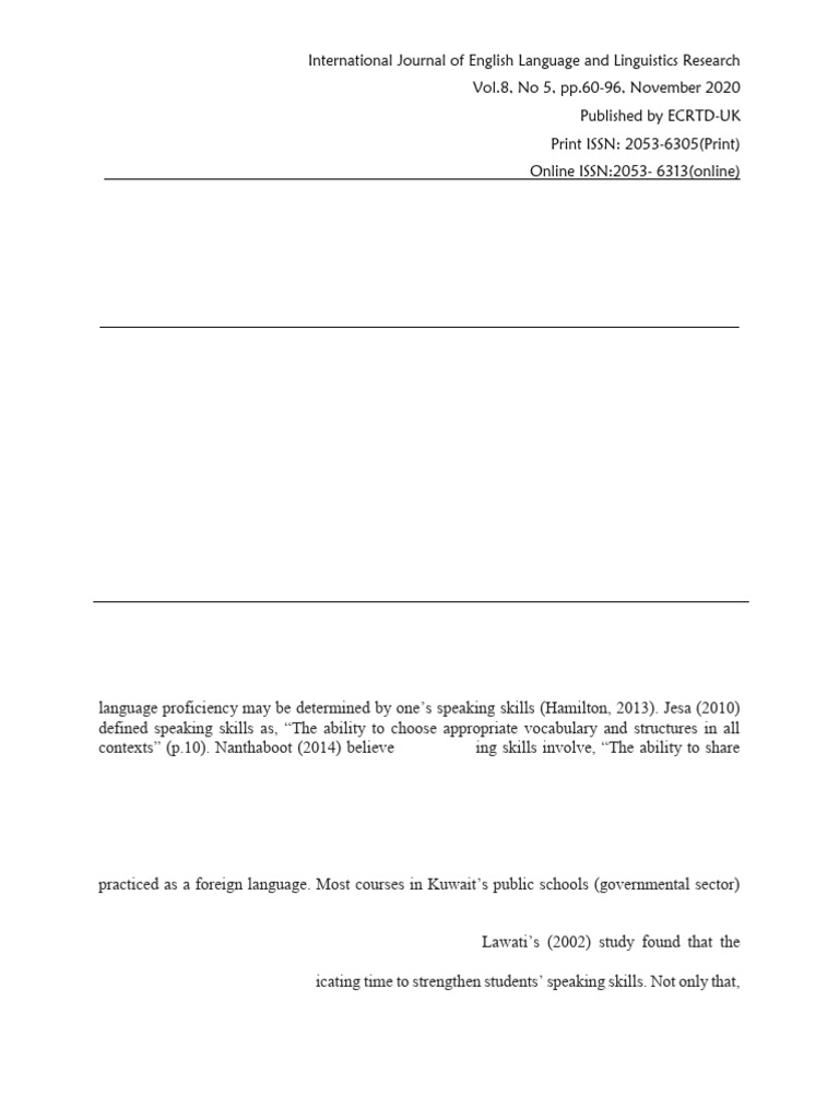 Factors Affecting EFL Speaking Skills | PDF | English As A Second Or ...