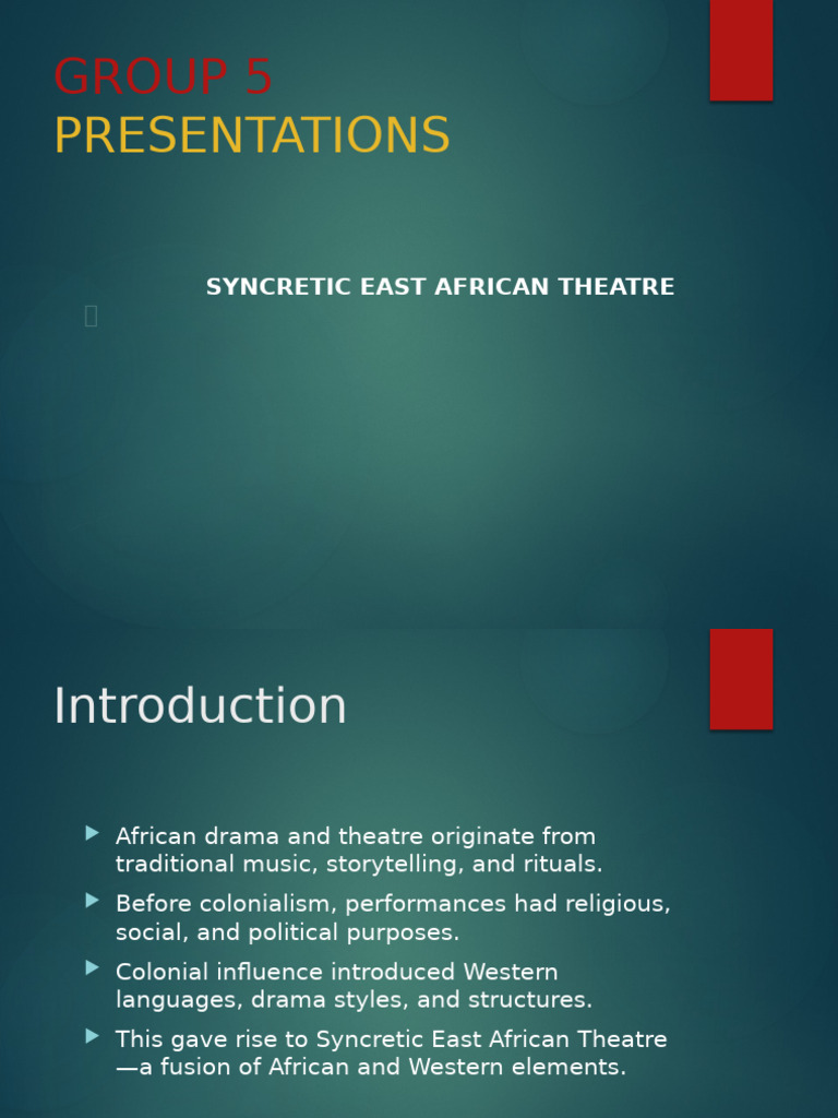 Syncretic East African Theatre Overview | PDF | Performing Arts ...