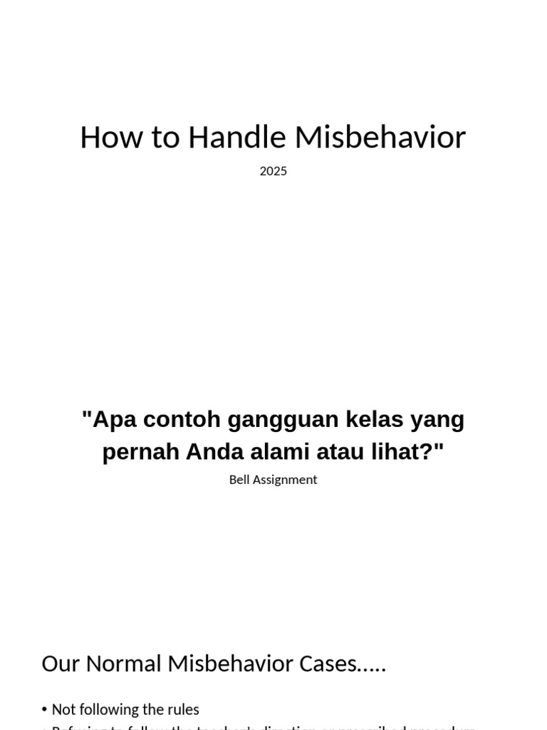 How to Handle Misbehavior | PDF