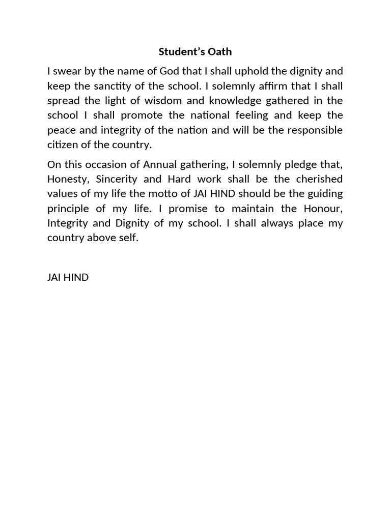 Students Oath | PDF