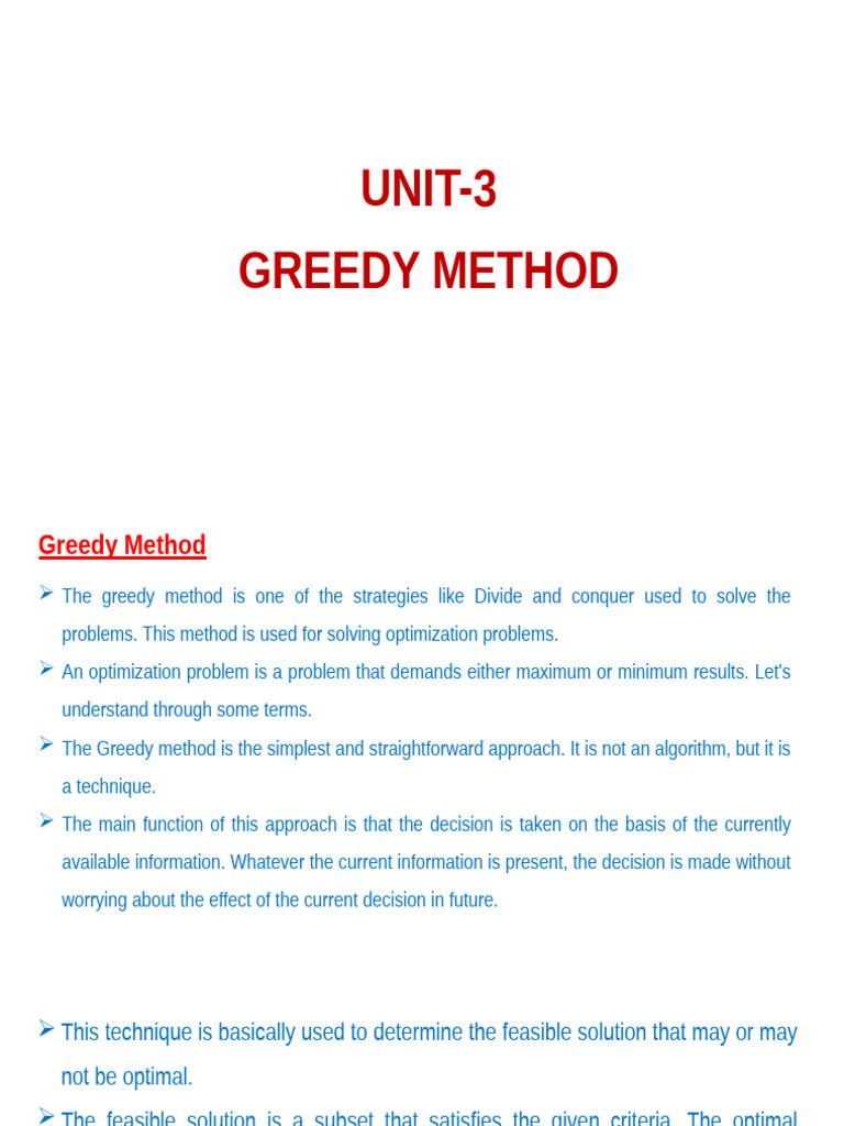Understanding the Greedy Method in Algorithms | PDF | Mathematical ...