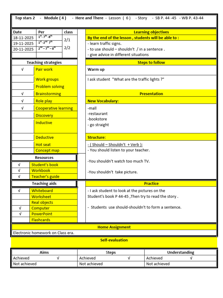 Traffic Signs and Advice Lesson Plan | PDF | Behavior Modification ...