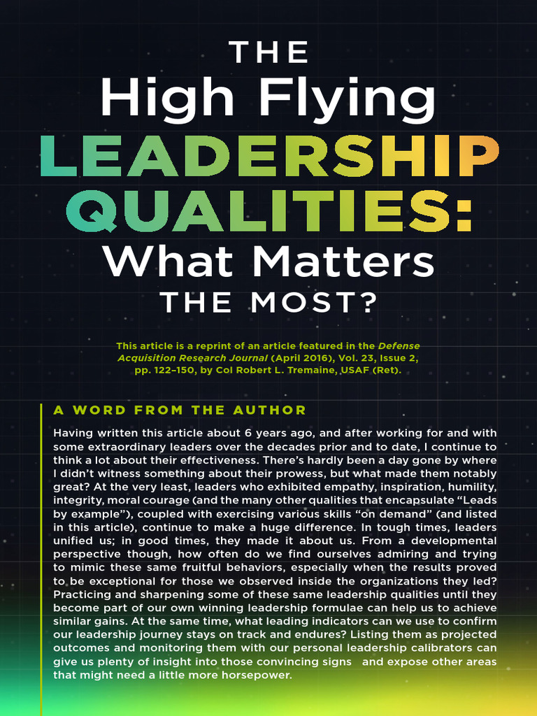 Key Leadership Qualities in DoD | PDF | Leadership | Critical Thinking