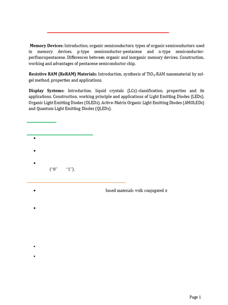 Functional Materials in Memory & Displays | PDF | Liquid Crystal | Oled