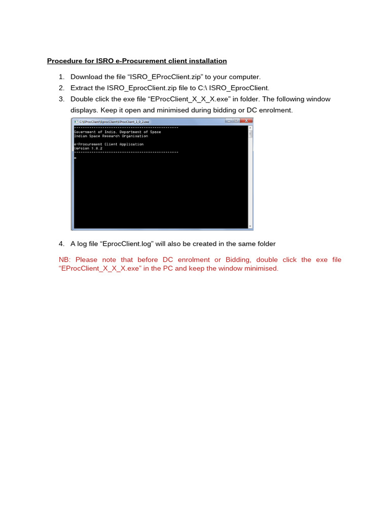 ISRO e-Procurement Client Installation Guide | PDF