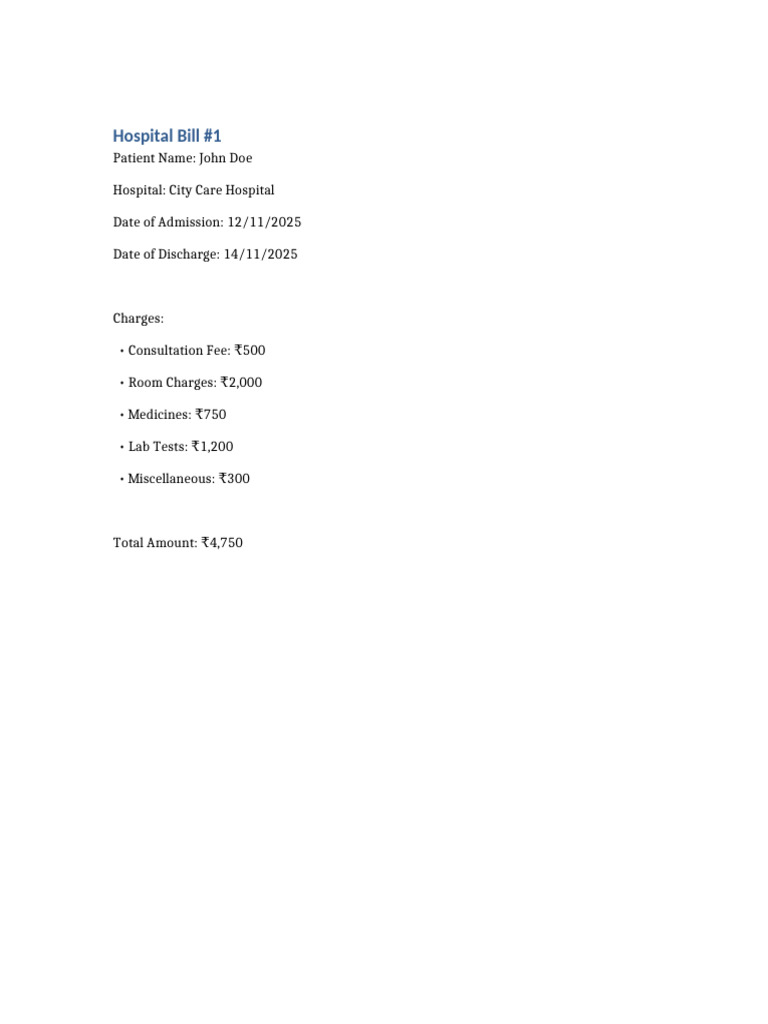 Random Hospital Bills | PDF
