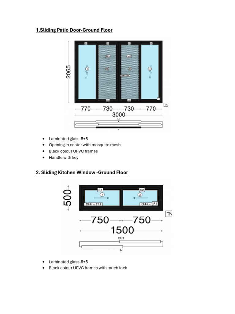 Sliding Doors and Windows Specifications | PDF