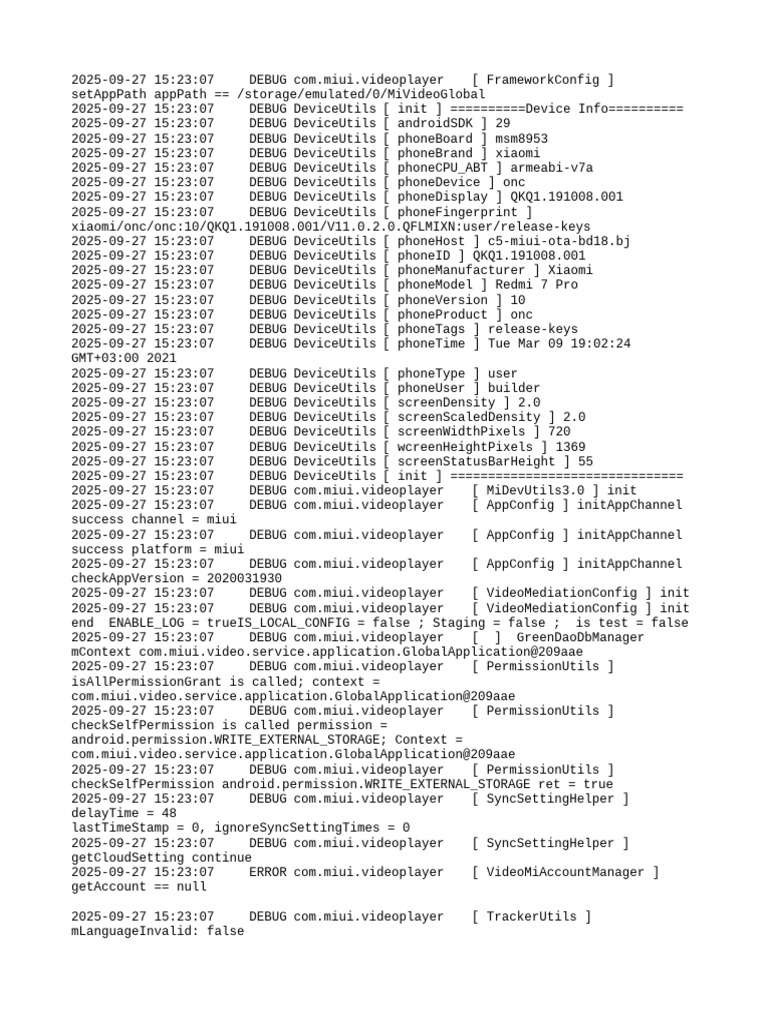 Xiaomi Redmi 7 Pro Debug Log | PDF | Information Technology | Computer ...