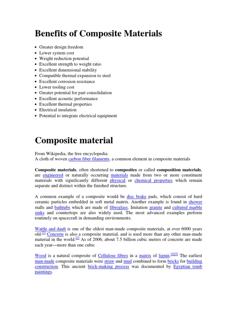 Benefits of Composite Materials Composite Material Manmade Materials