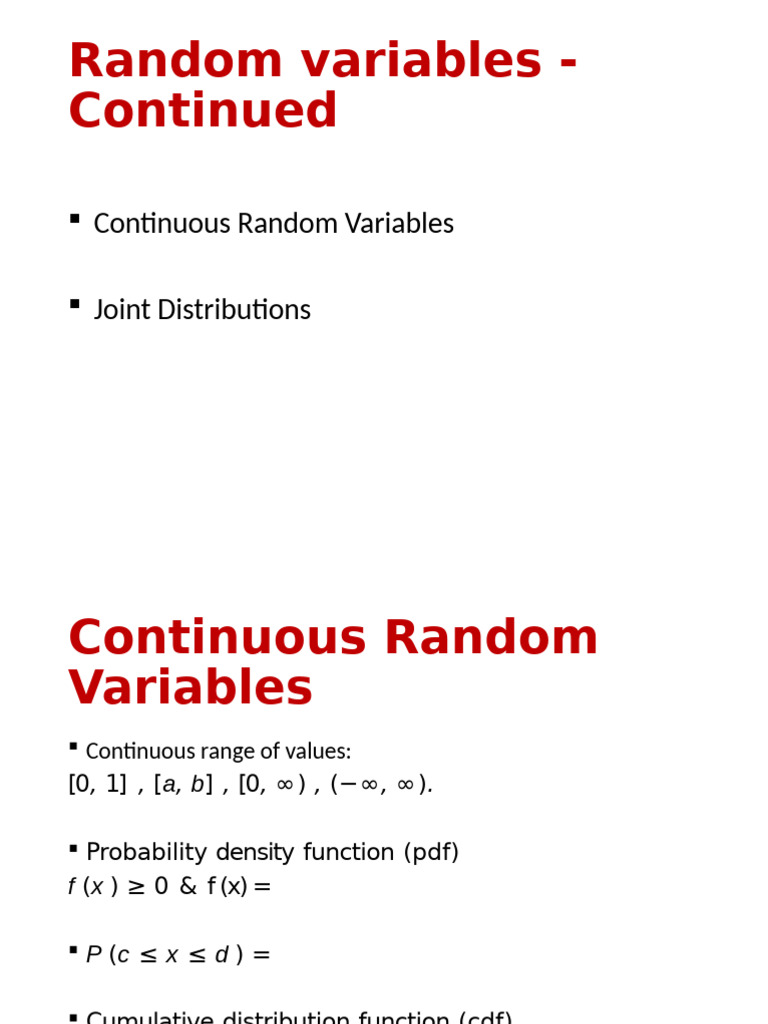 Continuous R.V - Joint Dist | PDF | Probability Density Function ...