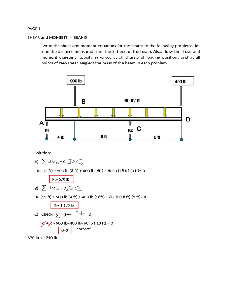 Shear and Moment Equations in Beams | PDF | Mechanical Engineering ...