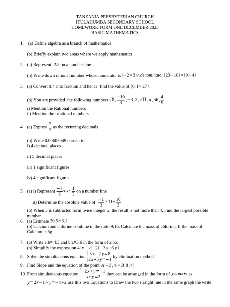 Math f1 Homework December 2025 | PDF