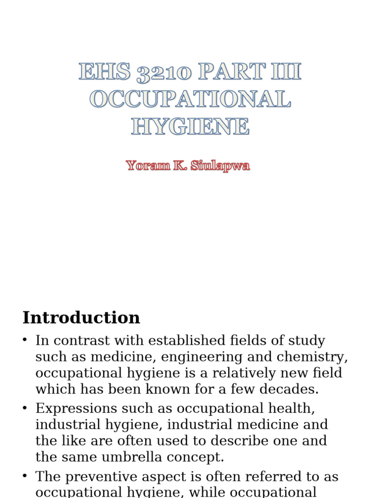 Understanding Occupational Hygiene Principles | PDF | Personal ...