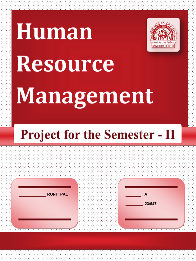 Sace B.com 2nd Sem HRM Project Final 2 | PDF | Human Resource ...