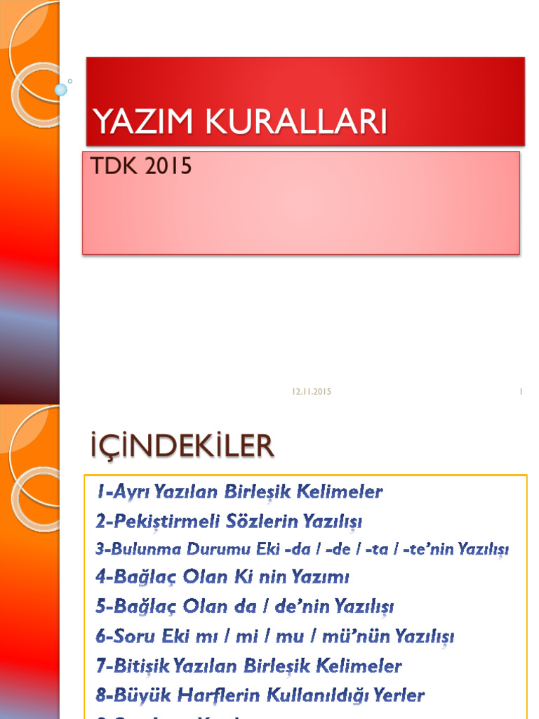 TDK-Yaz%C4%B1m Noktalama slayt | PDF