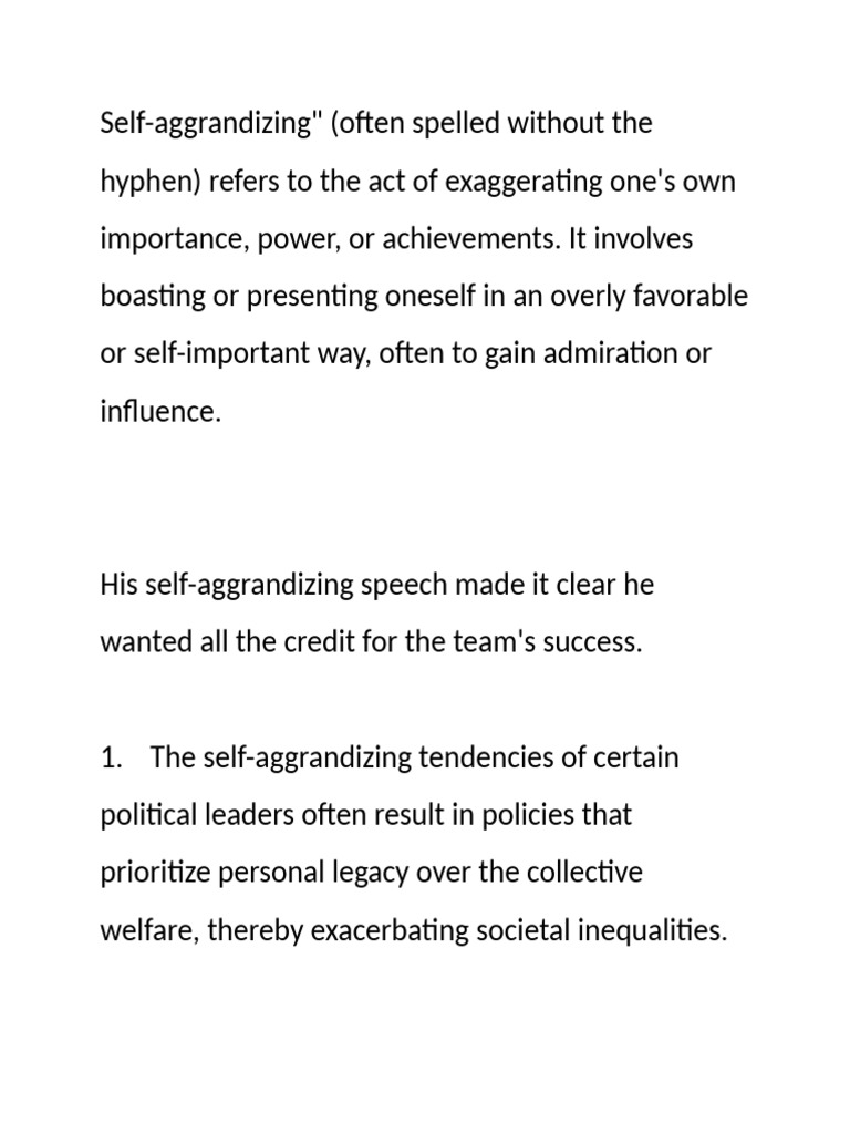 Understanding Self-Aggrandizement | PDF | Social Psychology | Liberal ...
