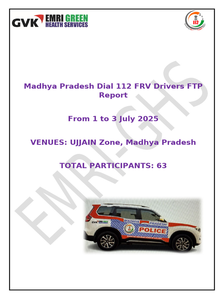 MP Dial 112 FRV Driver Training Report | PDF | Driving | Vehicles
