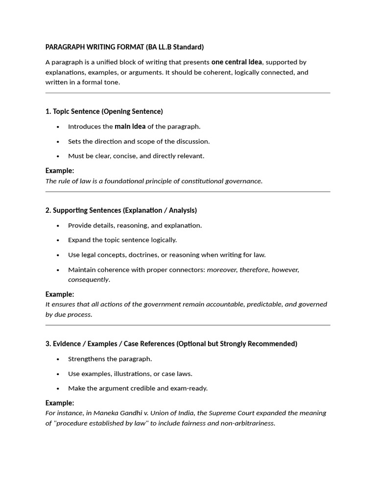 Effective Paragraph Writing for Law Students | PDF
