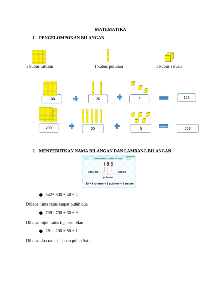 Panduan Dasar Bilangan dan Operasi Matematika | PDF