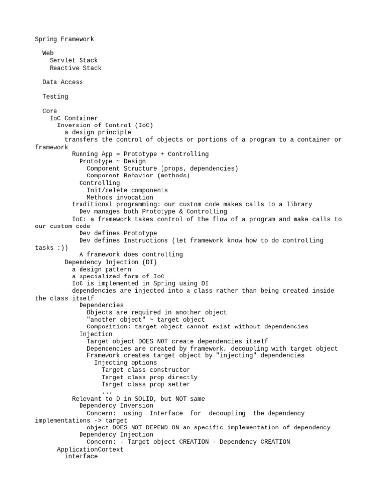 Understanding Spring Framework IoC and DI | PDF | Spring Framework ...