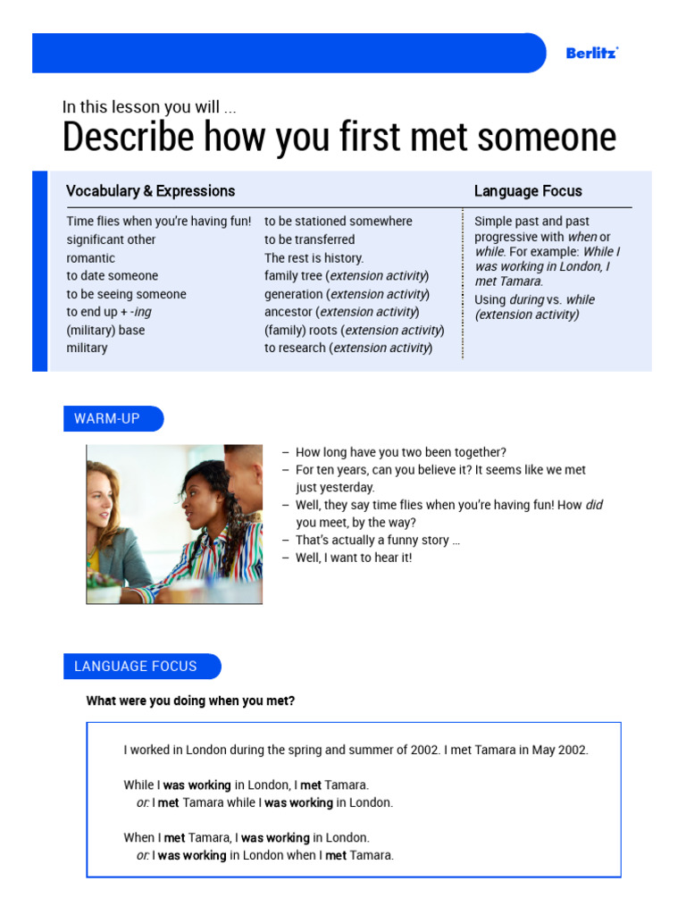 How to Describe First Meetings | PDF | Syntax | Linguistics