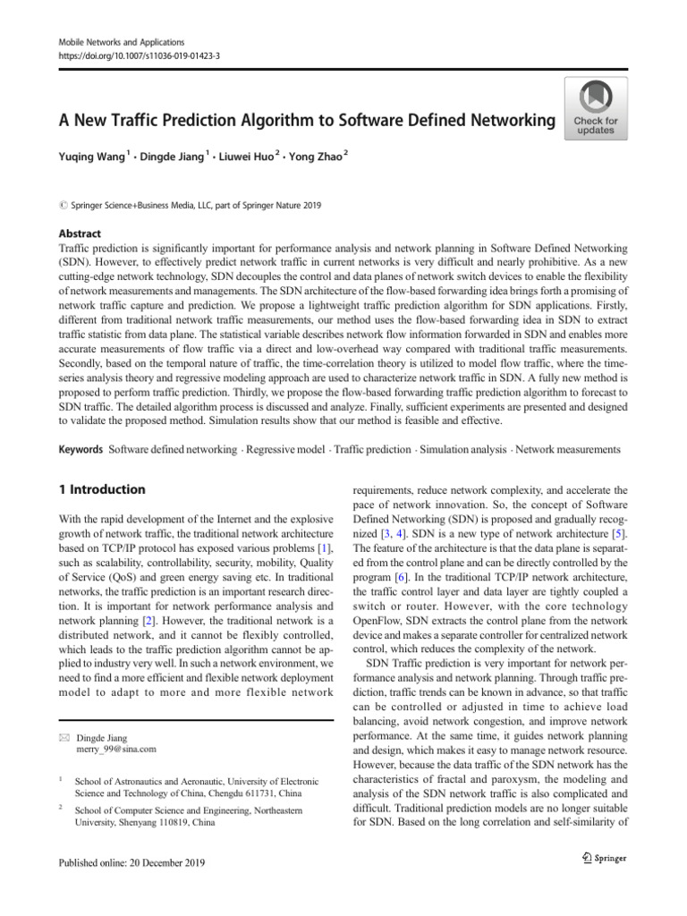 SDN Traffic Prediction Algorithm | PDF | Computer Network | Akaike ...