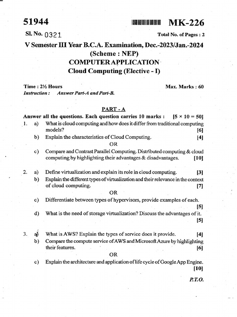 Cloud Computing 2023 QP | PDF