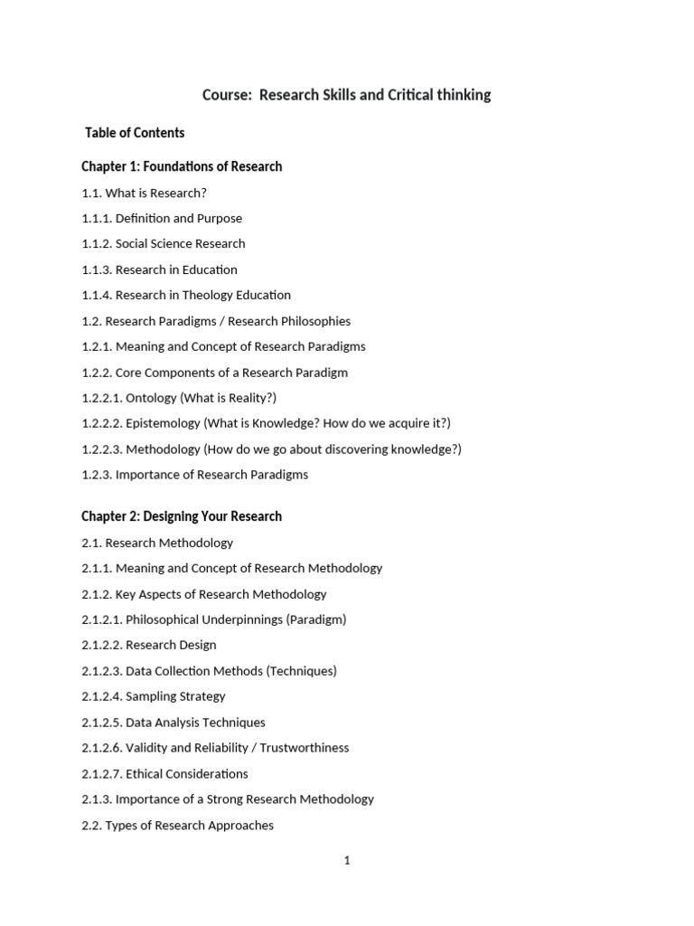 Research Skills and Critical Thinking Guide | PDF | Methodology ...