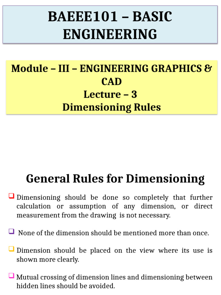 Dimensioning Rules in Engineering Graphics | PDF