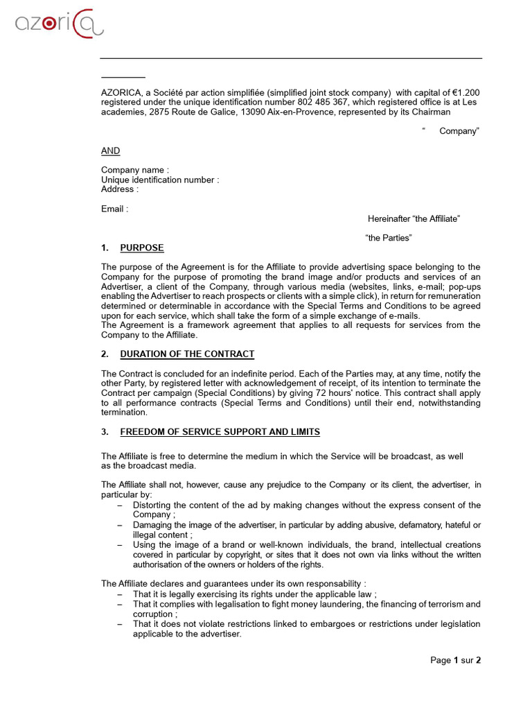 Affiliation Framework Agreement (2) | PDF | Private Law | Justice