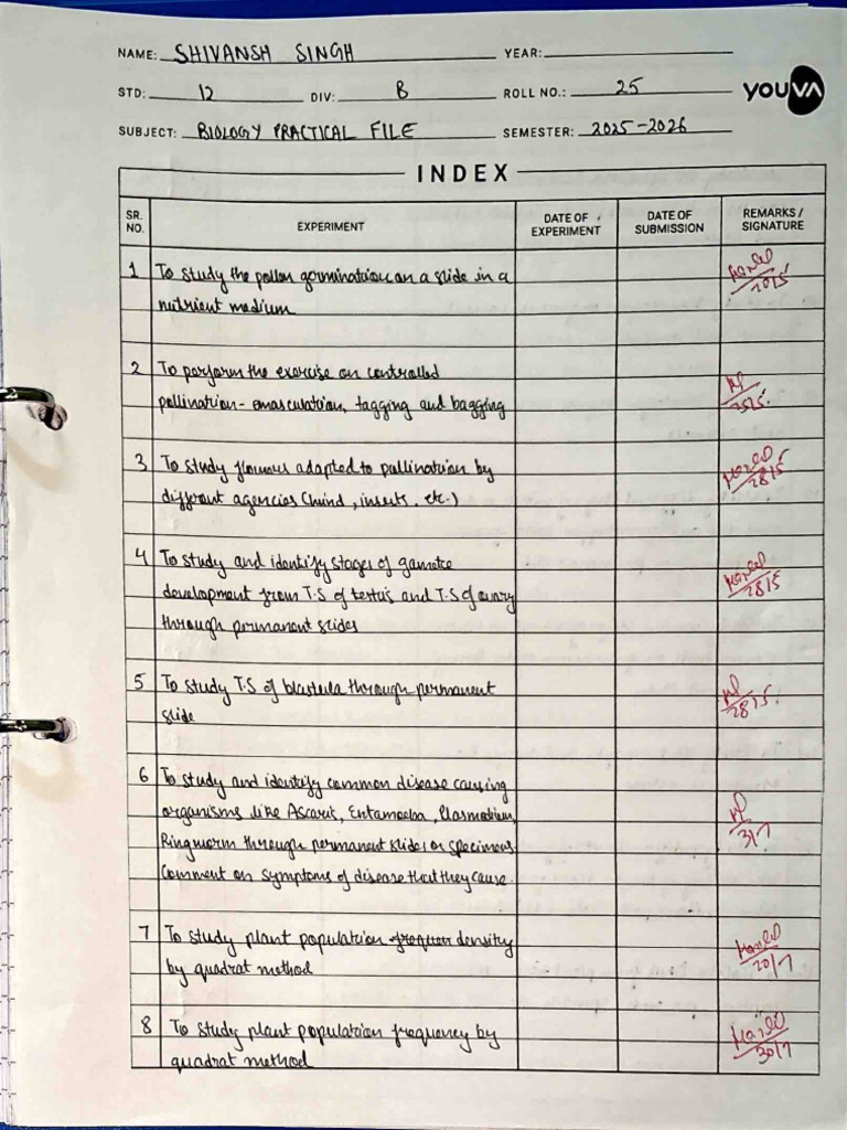 bio prac file 12th | PDF