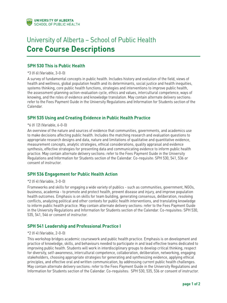 Public Health Core Course Overview | PDF | Public Health | Information