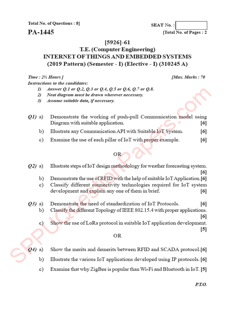 IoT and Embedded Systems Exam Questions | PDF | Internet Of Things ...