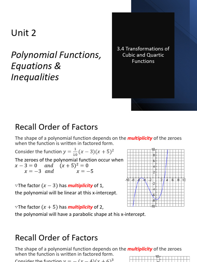 Transformations of Cubic and Quartic Functions | PDF