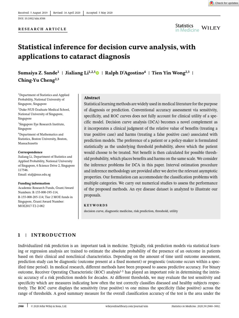 Statistics in Medicine - 2020 - Sande - Statistical Inference for ...