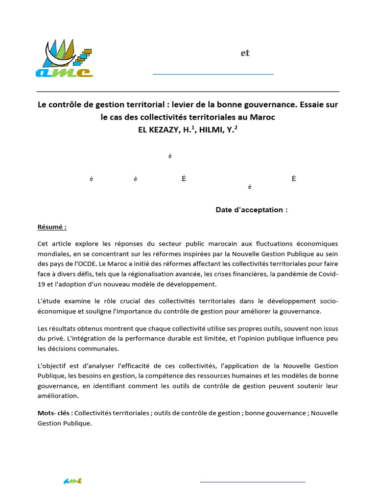Contrôle de gestion et gouvernance au Maroc | PDF | Gouvernance ...