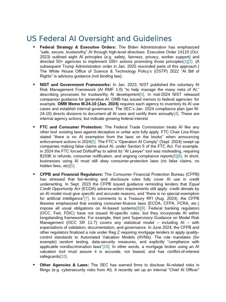 US Federal AI Oversight Guidelines | PDF | Artificial Intelligence ...