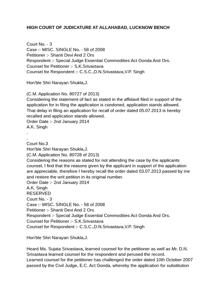 Allahabad High Court Case Summary | PDF | Appeal | Judgment (Law)