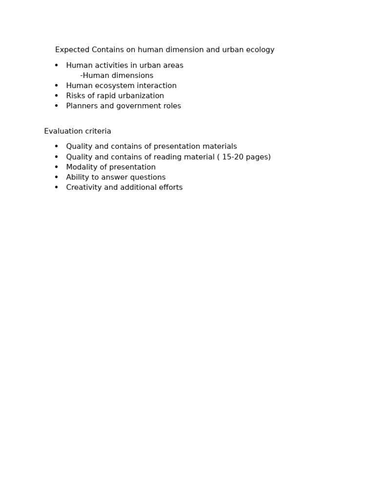 Urban Ecology and Human Dimensions | PDF