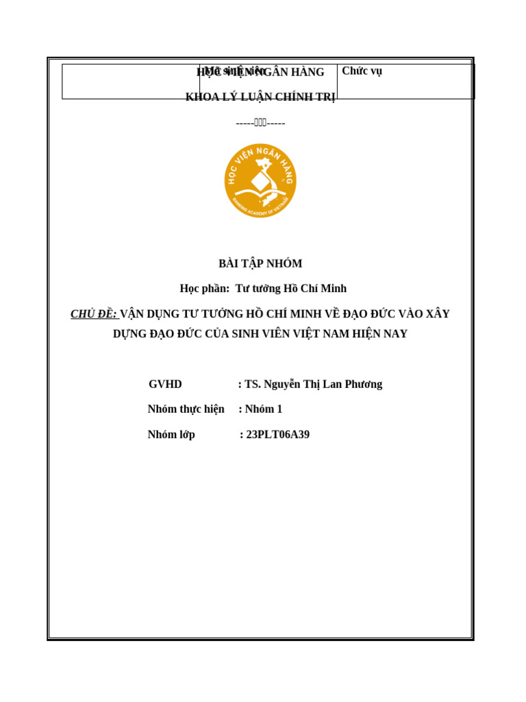 BTL TTHCM NHÓM 1 | PDF