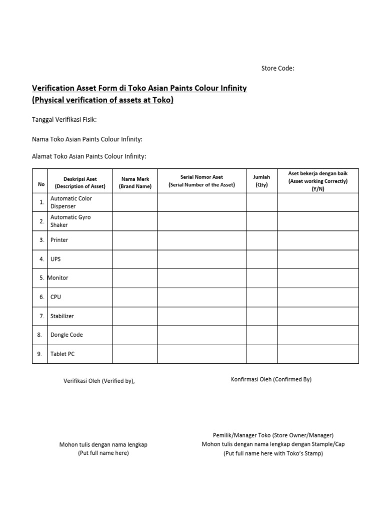 Verification Asset Form | PDF