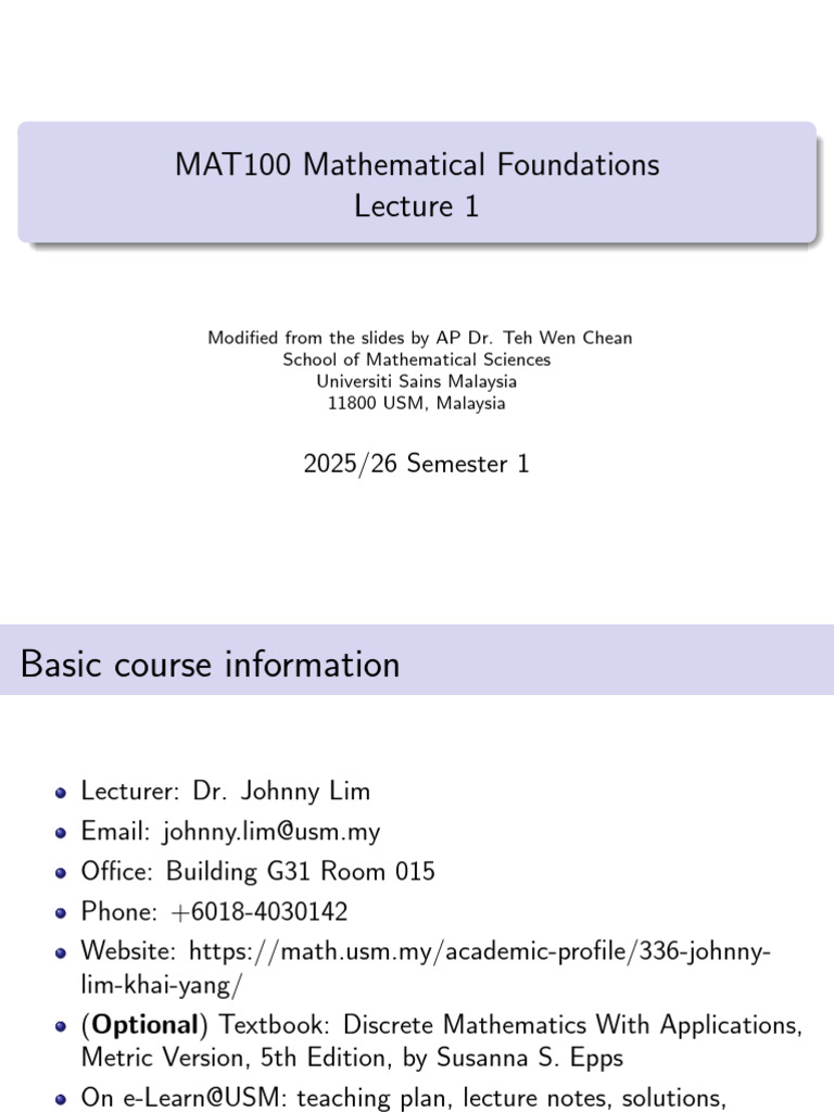 MAT100 Mathematical Foundations Overview | PDF | Numbers | Real Number