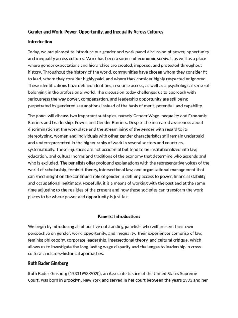 Gender Inequality in the Workplace Discussion | PDF | Gender | Gender ...
