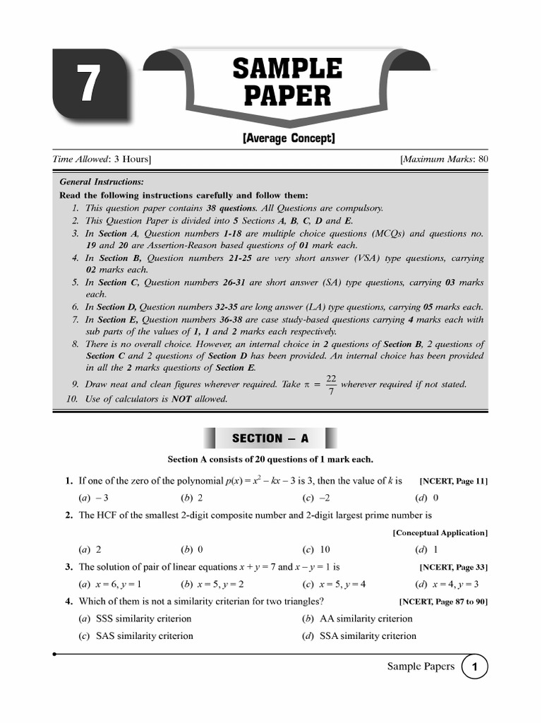 Sample Paper 7 | PDF