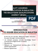 Quality Assuring Higher Education in Malaysia: The Malaysian Qualifications Agency (Mqa)