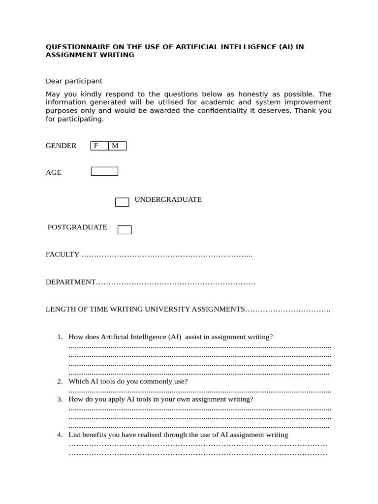 AI in Assignment Writing Questionnaire | PDF | Chess | Chess Theory