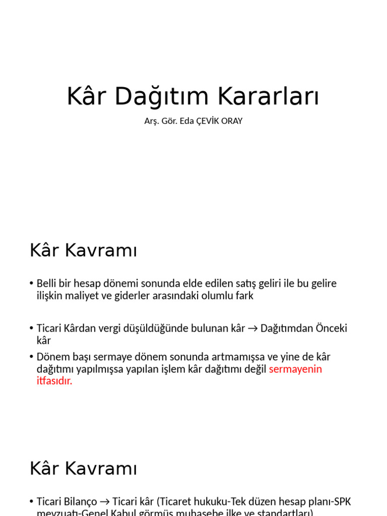 Kar Dağıtım Kararları | PDF
