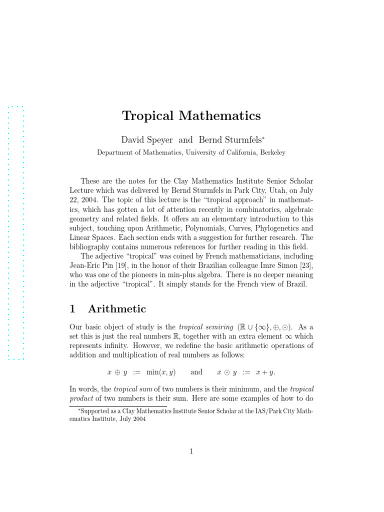 Introduction to Tropical Mathematics | PDF | Polynomial | Factorization