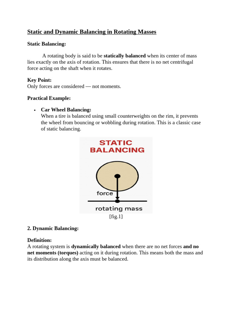 Static and Dynamic Balancing in Rotating Masses Fom 2 | PDF