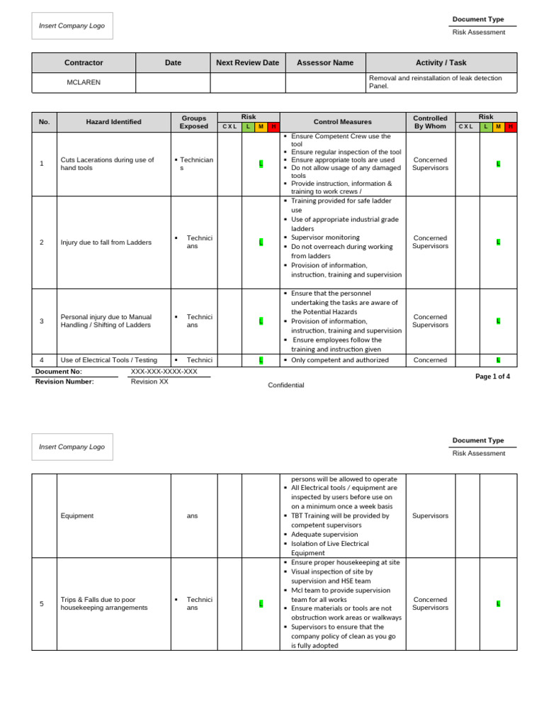 Risk Assessment for Leak Detection Panel | PDF | Risk | Risk Assessment